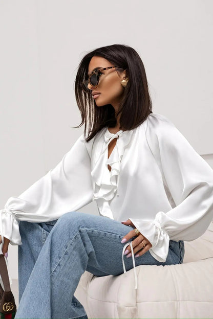 Liora Satin Ruffle Blouse
