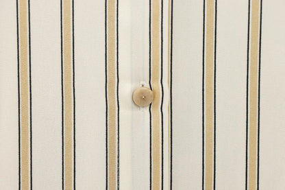 European Striped Button-Up Blouse