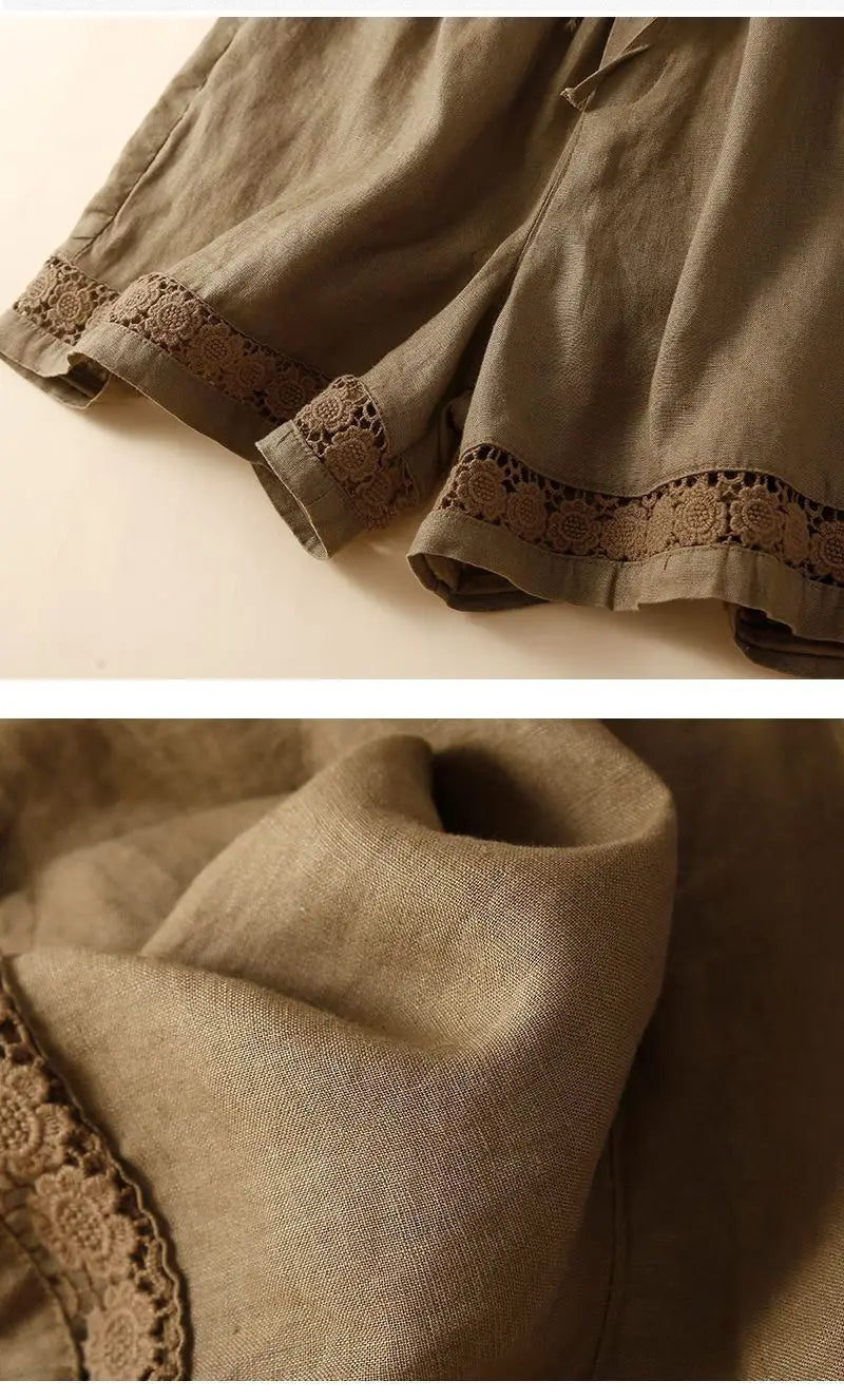 Lenora Embroidered Linen Shorts