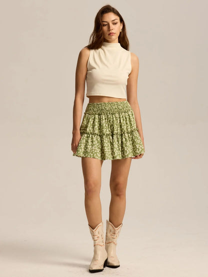 Viora Leopard Ruffle Skirt