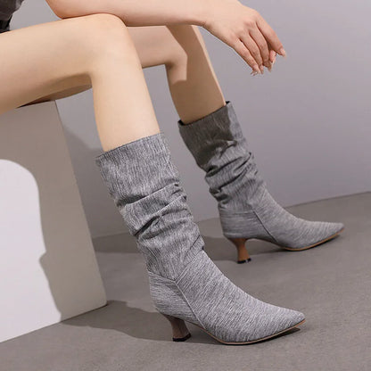 Serene Chic Mid-Calf Heel Boots
