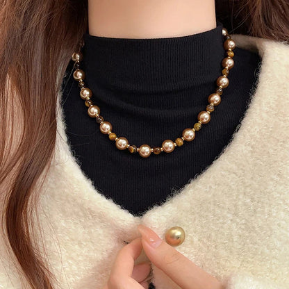 Tiger's-eye Champagne Pearl Necklace