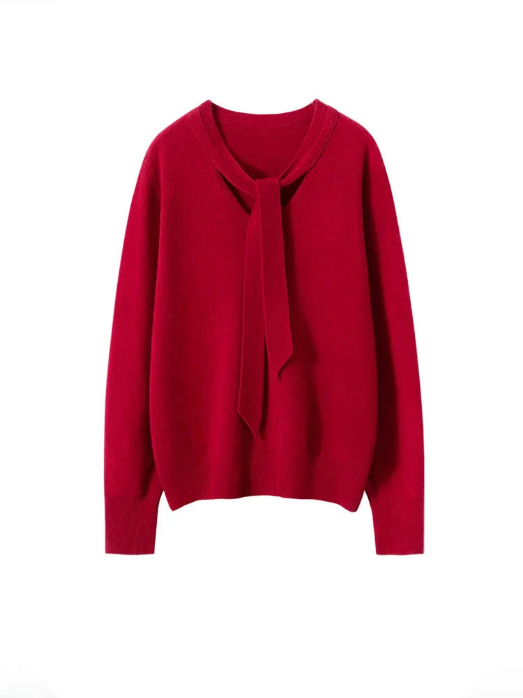 Selene Scarf-Collar Cashmere Pullover