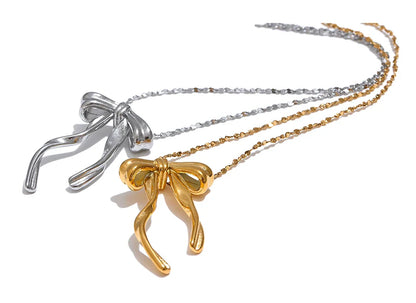 Coquette Drop Bow Necklace