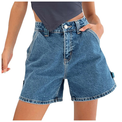 Madison Cotton Denim High-Waist Shorts