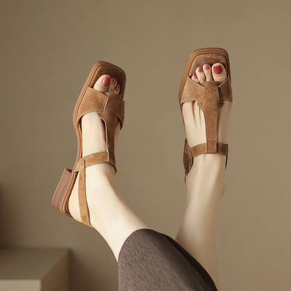 Mirea Suede T-Strap Sandals