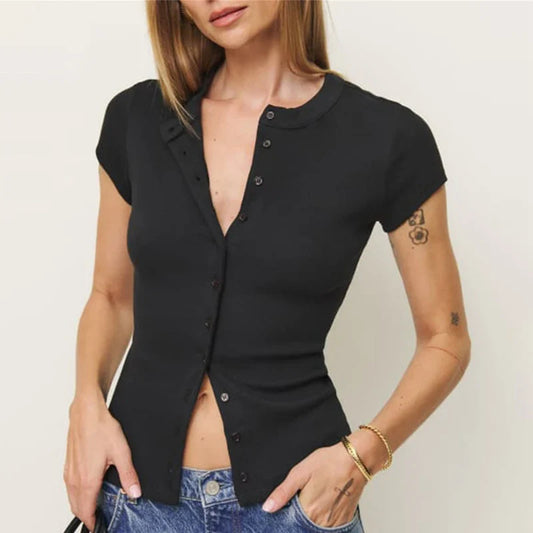 Mina Snapfront Knit Top