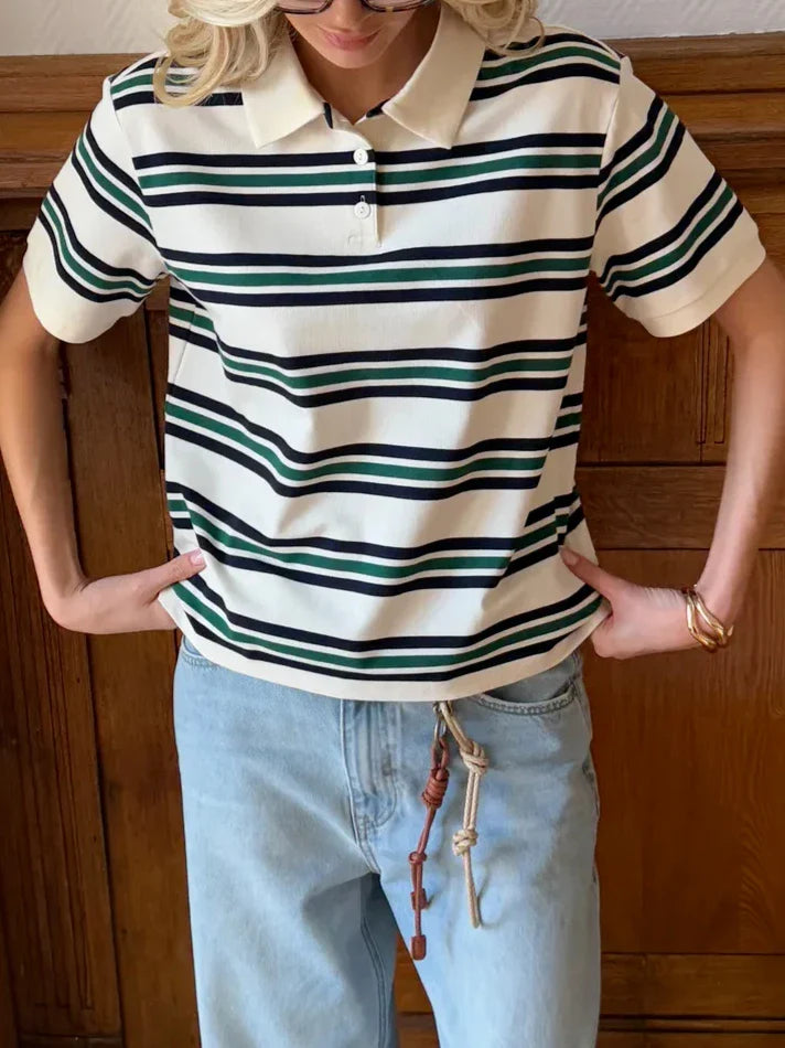 Noelle Stripe Polo Tee