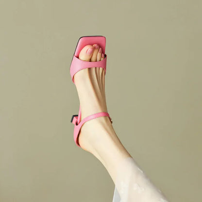 Rosa Belle Leather Heel Mules