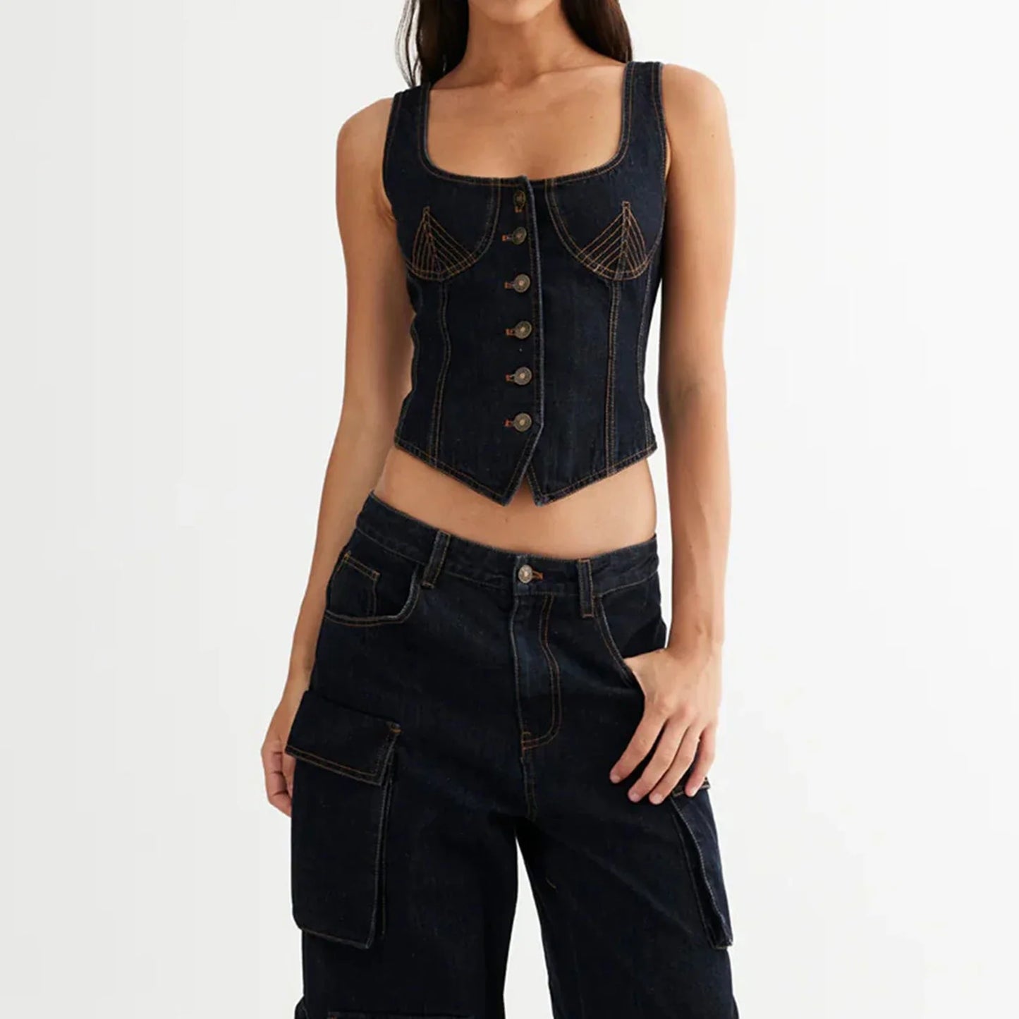 Angelina Denim Vest Top