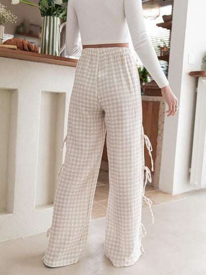 Casual Checkered Cotton Trousers