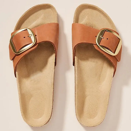 Brielle Buckle Cork Slides
