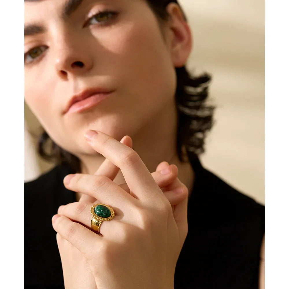 Aurexo Bold Tiger Eye Gold Plated Ring