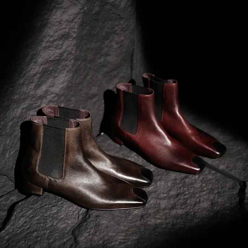Redmond Square-Toe Leather Boots