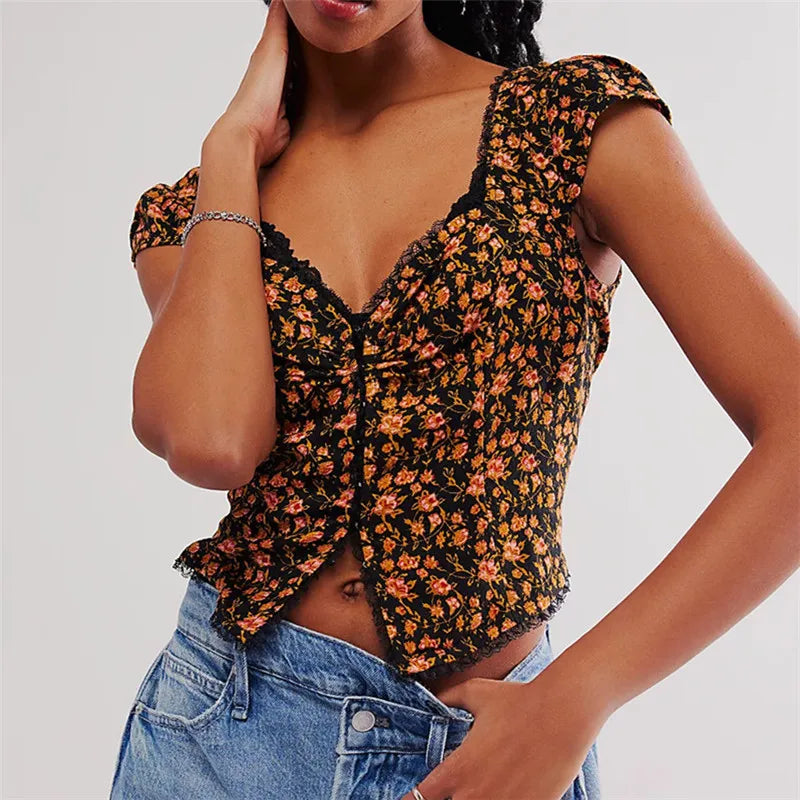 Elowen Floral Ruche Crop