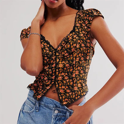 Elowen Floral Ruche Crop