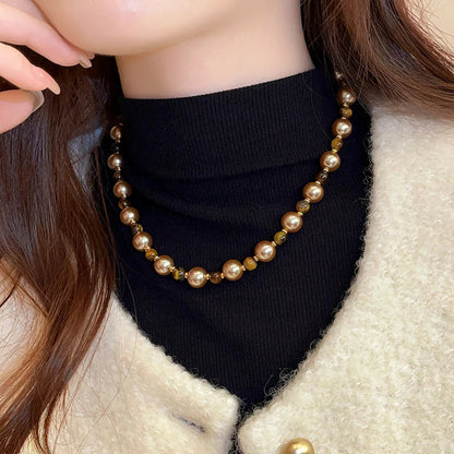 Tiger's-eye Champagne Pearl Necklace