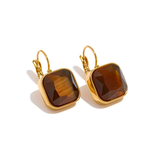 Solène Square Gold-Plated Hook Earrings