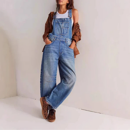 Calvia Wide-Leg Denim Overalls