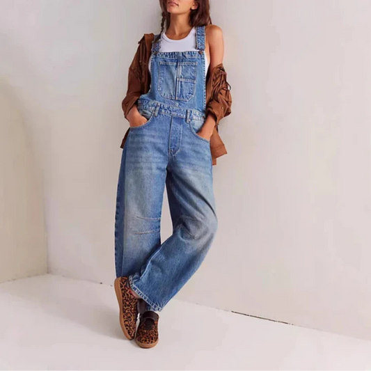 Calvia Wide-Leg Denim Overalls