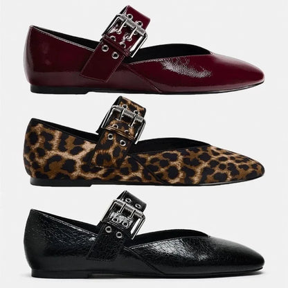 Liora Leopard Mary Jane Flats