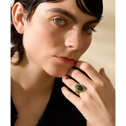 Aurexo Bold Tiger Eye Gold Plated Ring
