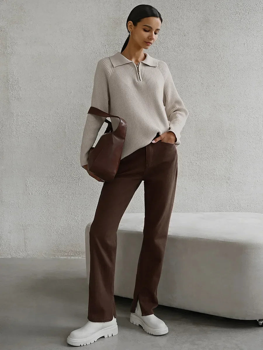 Marceau Ribbed Half-Zip Sweater