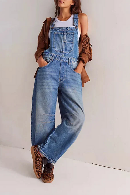 Calvia Wide-Leg Denim Overalls