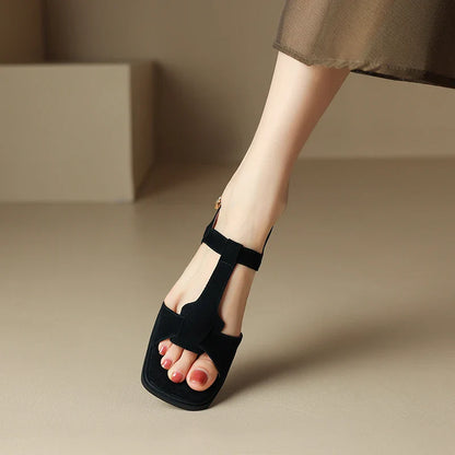 Mirea Suede T-Strap Sandals