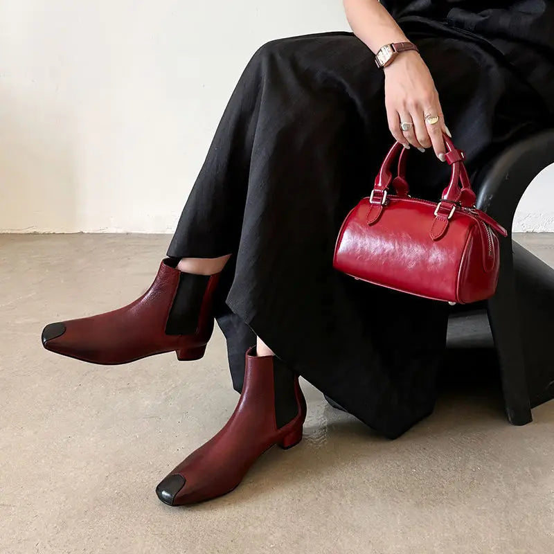 Redmond Square-Toe Leather Boots