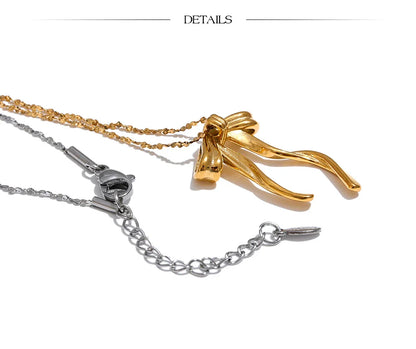 Coquette Drop Bow Necklace