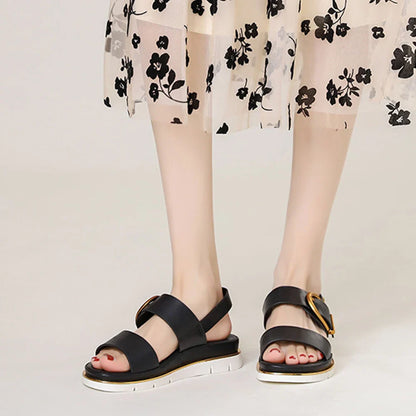 Valine Gold-Buckle Strap Sandals