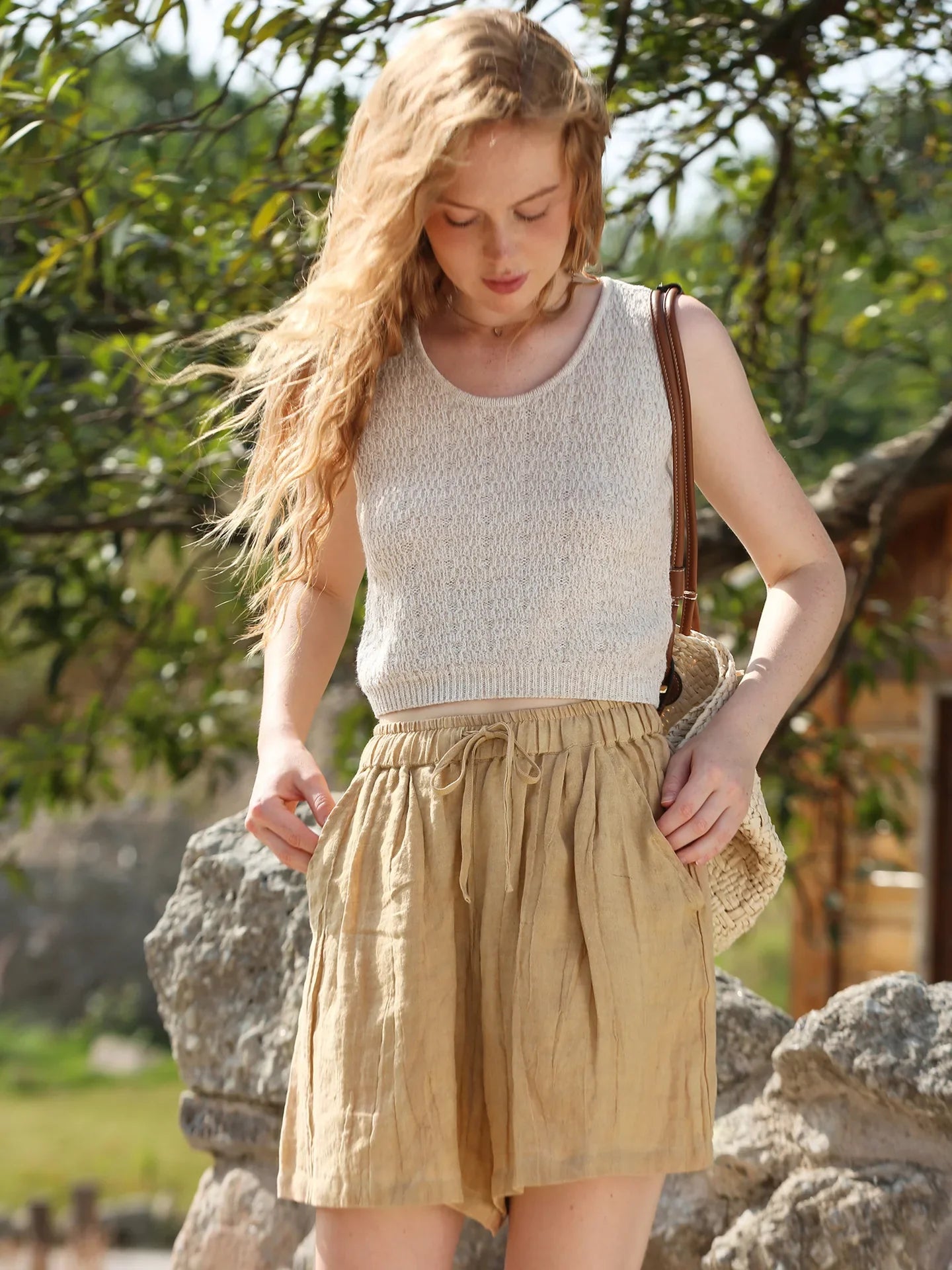 Olivia 100% Linen Summer Shorts