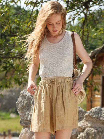 Olivia 100% Linen Summer Shorts