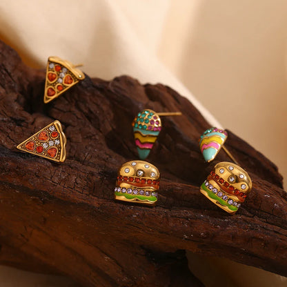 VivaVita Enamel Snack Stud Earrings
