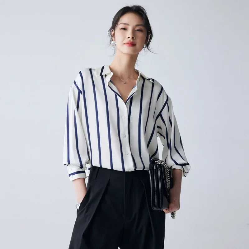 Maren Stripe Satin Blouse
