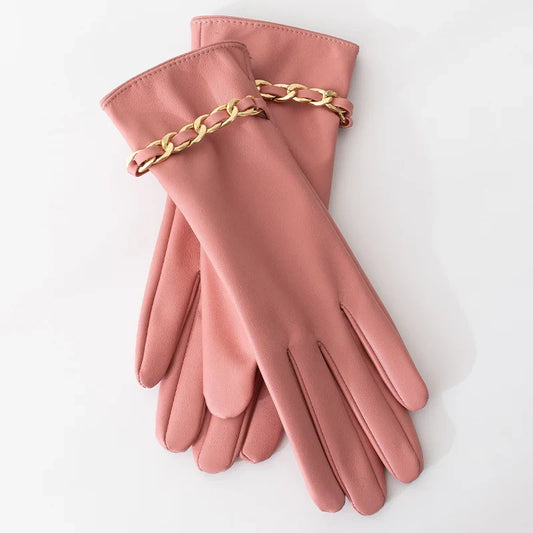 Chain Leather Touch Gloves