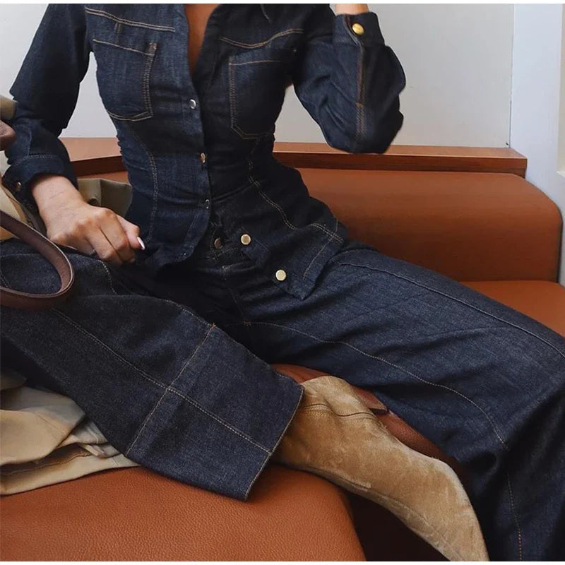 Marenza Button Denim Set