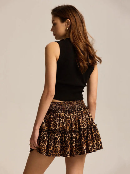 Viora Leopard Ruffle Skirt