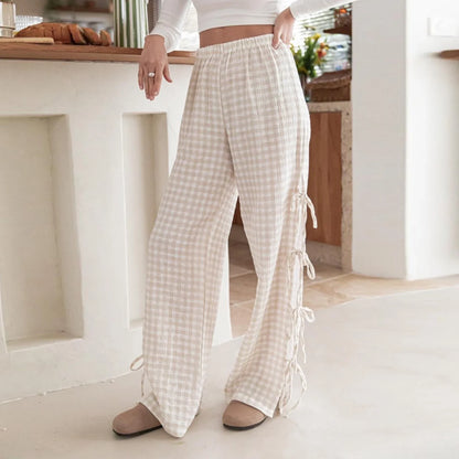 Casual Checkered Cotton Trousers