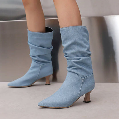 Serene Chic Mid-Calf Heel Boots
