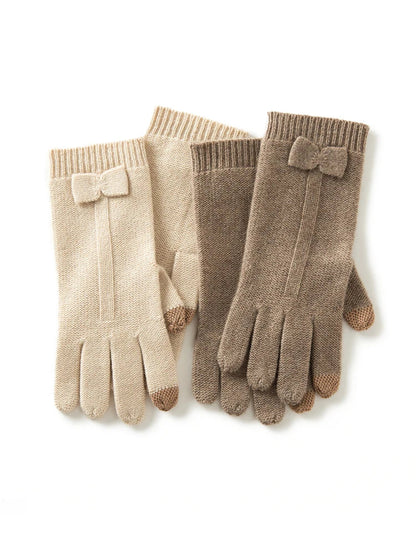 Bow Tied Cashmere Mittens