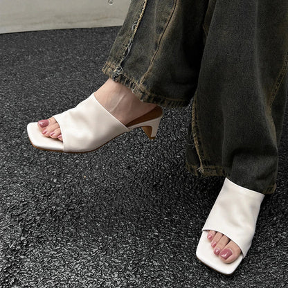 Arlette Red Leather Heeled Mules