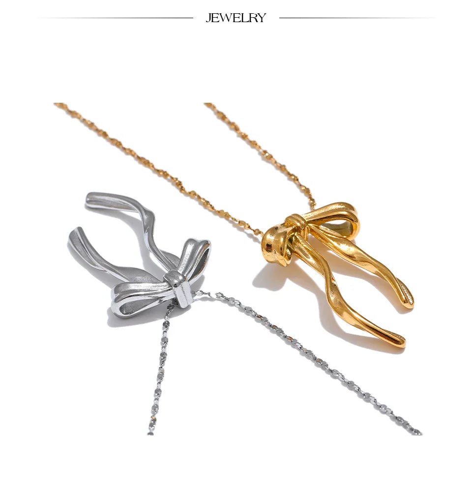Coquette Drop Bow Necklace