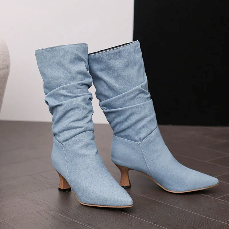 Serene Chic Mid-Calf Heel Boots