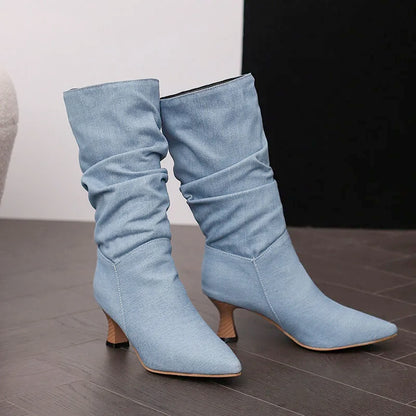 Serene Chic Mid-Calf Heel Boots