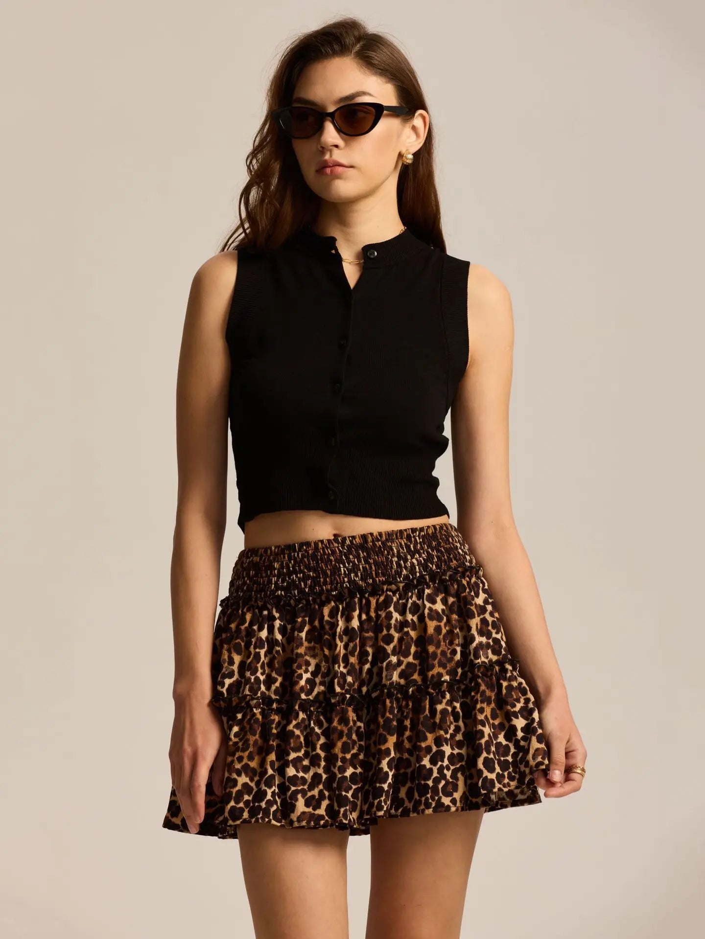 Viora Leopard Ruffle Skirt
