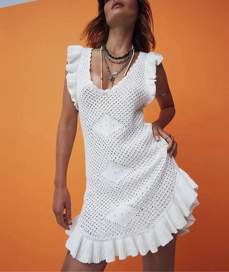 Maribelle Crochet Beach Mini Dress