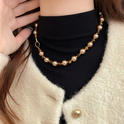Tiger's-eye Champagne Pearl Necklace