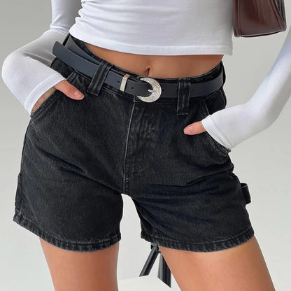 Madison Cotton Denim High-Waist Shorts
